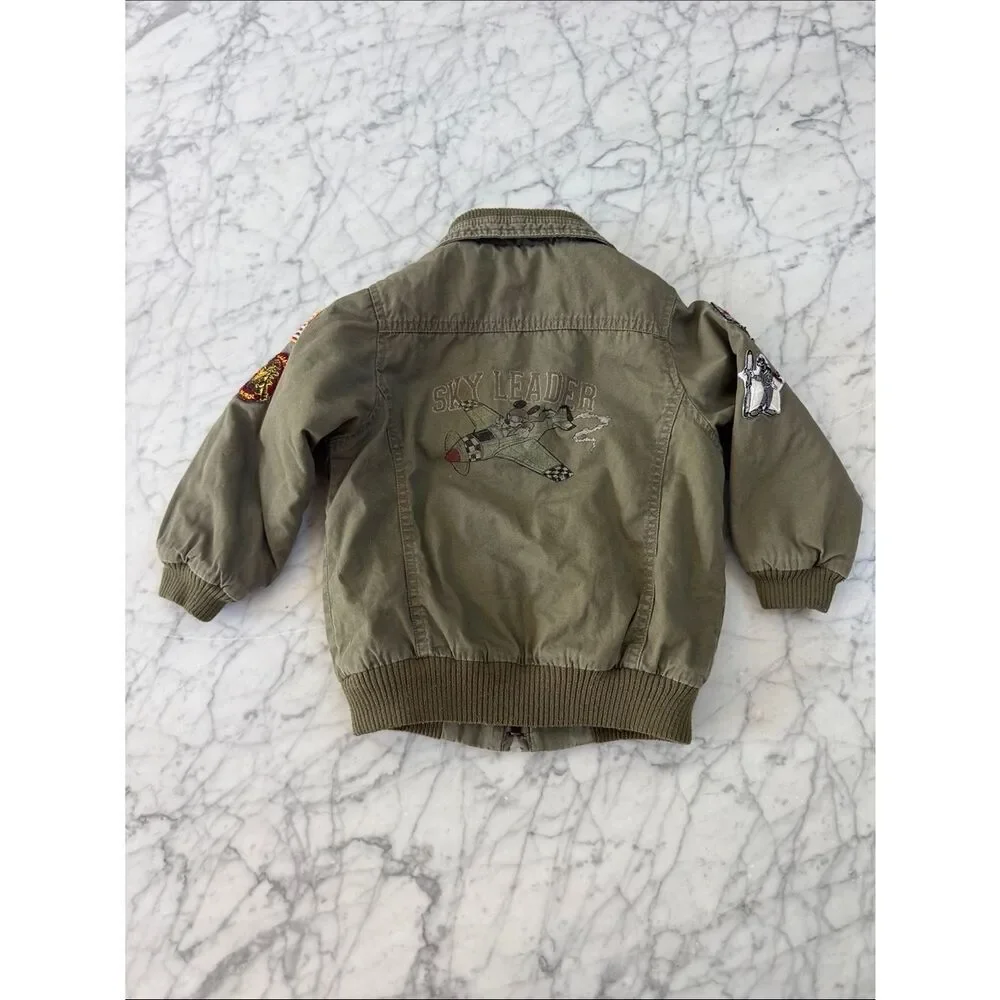 VTG Disney Parks Flight Bomber Patch Utility Jacket Sz 4/5T XXS